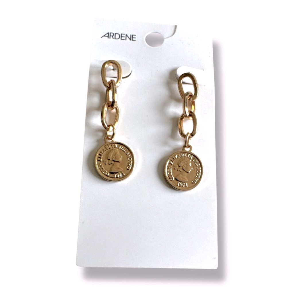 3 FOR $10 ARDENE Gold Chain-Link Medallion Earrings